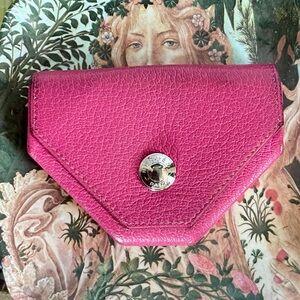 Auth HERMES Pink Triangle Multi Compartment Coin Pouch